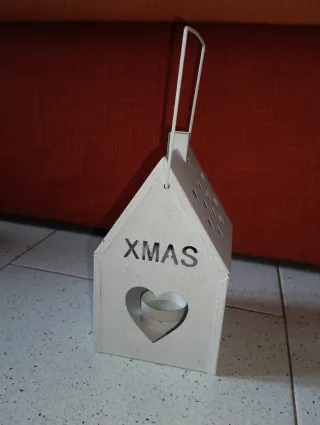 Lanterna Natale Casa Bianca Metallo