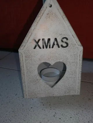 Lanterna Natale Casa Bianca Metallo