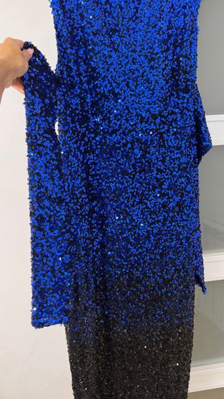Vestido fiesta lentejuelas azul/negro T.L