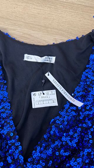 Vestido fiesta lentejuelas azul/negro T.L