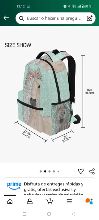 Mochila acolchada diseño caballo