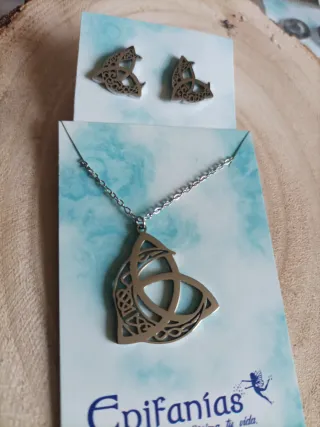 Conjunto Triqueta Luna Celta Collar y Pendientes