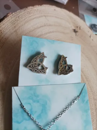 Conjunto Triqueta Luna Celta Collar y Pendientes