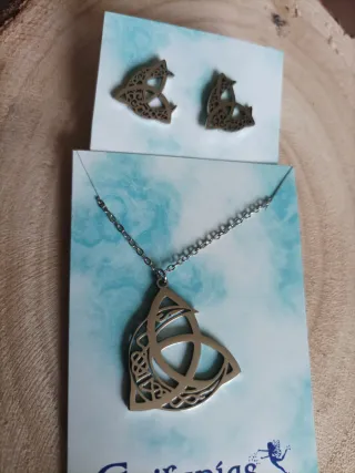 Conjunto Triqueta Luna Celta Collar y Pendientes