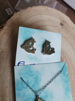 Conjunto Triqueta Luna Celta Collar y Pendientes