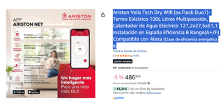 Ariston Velis Tech Dry Wifi Termo Eléctrico 100L