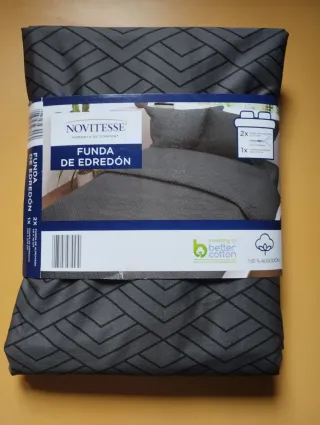 Funda Edredón Gris Algodón Nuevo