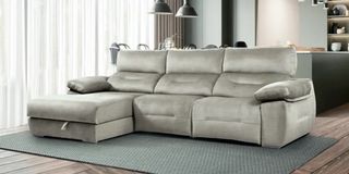 Sofá Chaise Longue Eléctrico Gris,conexion usb