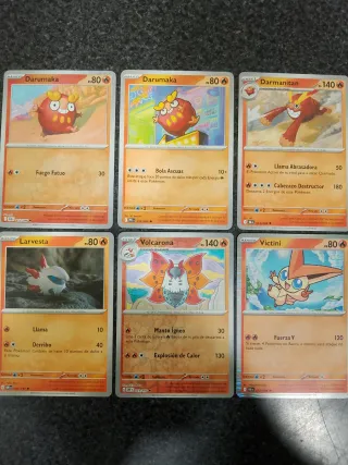 Lote cartas pokémon tipo Fuego