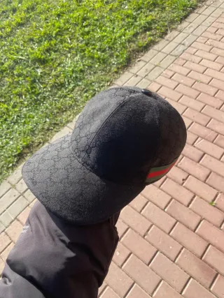 Berretto Gucci Nero con banda verde e rossa