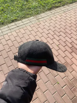 Berretto Gucci Nero con banda verde e rossa