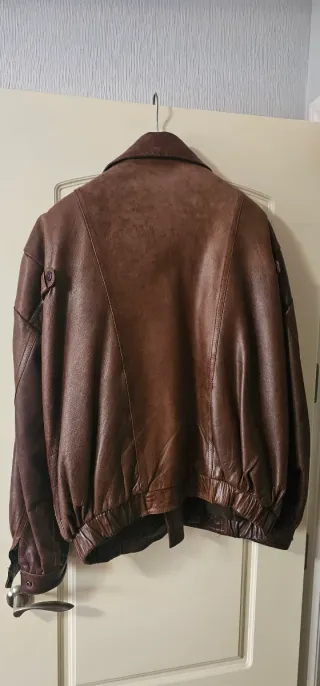 Chaqueta de piel marrón hombre XL