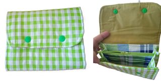 Monedero/Cartera Tarjetero Cuadros Verde
