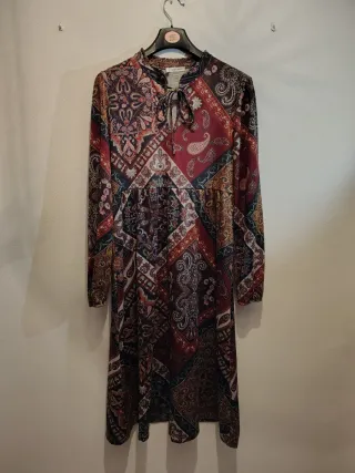 Vestido hippie manga larga estampado