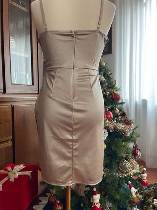 Abito corto raso beige