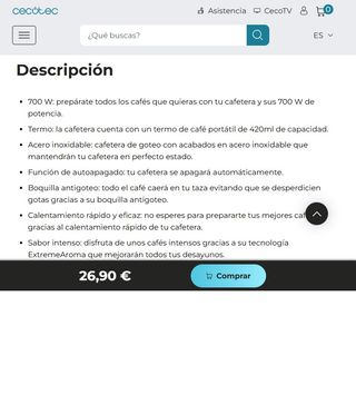 Cafetera Cecotec goteo con vaso