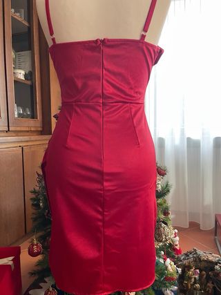 Abito corto in raso rosso