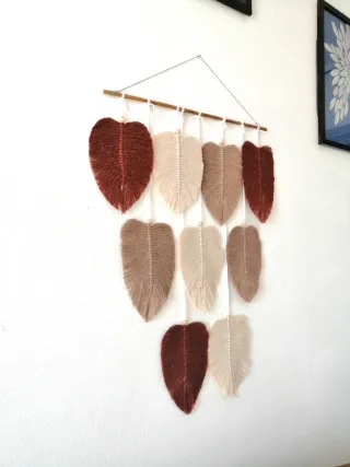 Arazzo macramè foglie beige y marrón