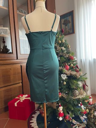 Abito corto in raso verde