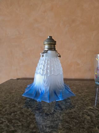 Antico paralume floreale in vetro