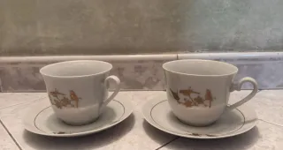 Set 2 Tazze da Tè Vintage con Piattino