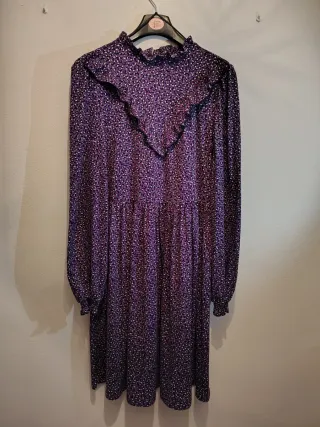 Vestido estampado flores morado manga larga