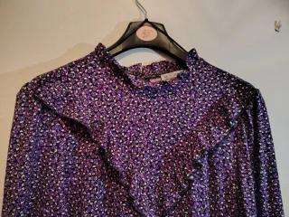 Vestido estampado flores morado manga larga