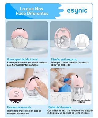2 Sacaleches Eléctricos Esynic Manos Libres rosa
