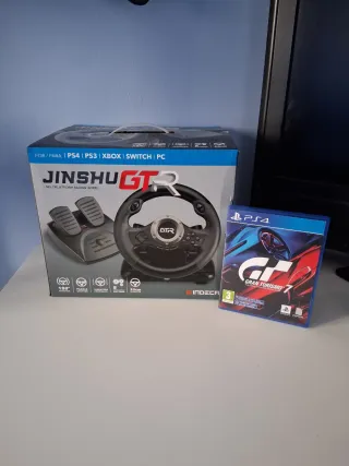 Volante Jinshu GTR y Juego PS4 Gran Turismo 7