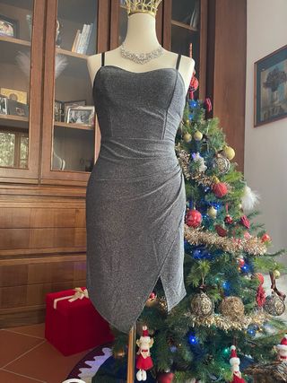 Tubino corto lurex argento scuro