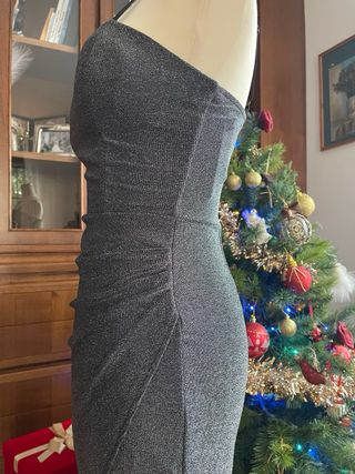 Tubino corto lurex argento scuro