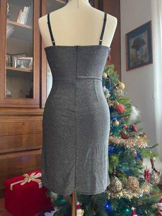 Tubino corto lurex argento scuro