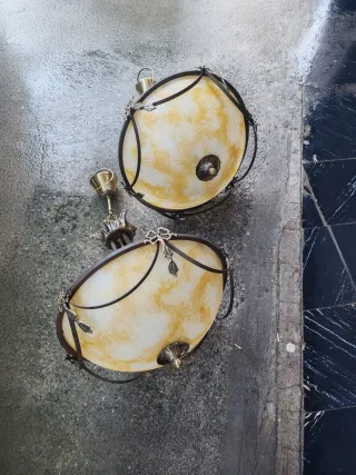 Lámpara de latón y cristal 2 unidades