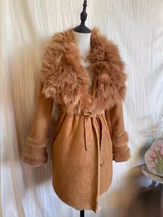 Abrigo largo piel auténtica