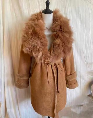 Abrigo largo piel auténtica