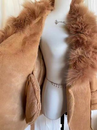 Abrigo largo piel auténtica