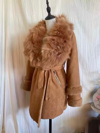 Abrigo largo piel auténtica