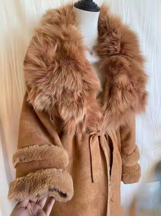 Abrigo largo piel auténtica