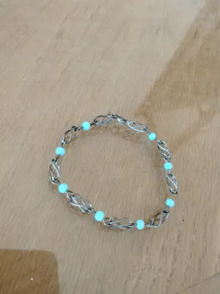 Pulsera plata y turquesa