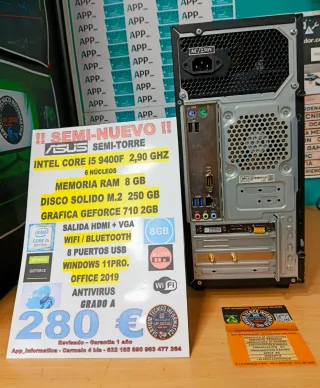 Semi-Torre Asus Intel Core i5 9400F 8GB RAM