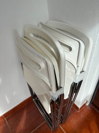 4 Sedie Pieghevoli Bianche e Argentate