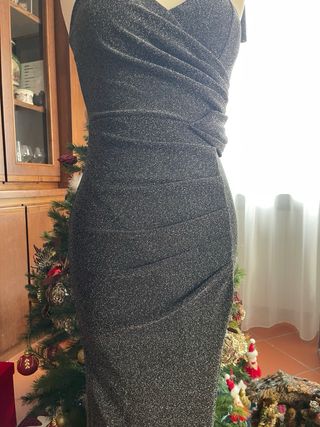 Abito lungo lurex argento