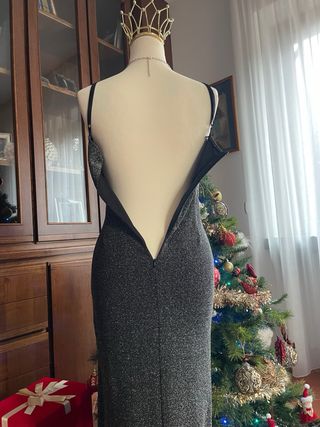 Abito lungo lurex argento