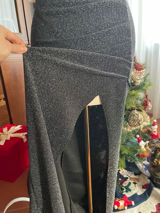 Abito lungo lurex argento