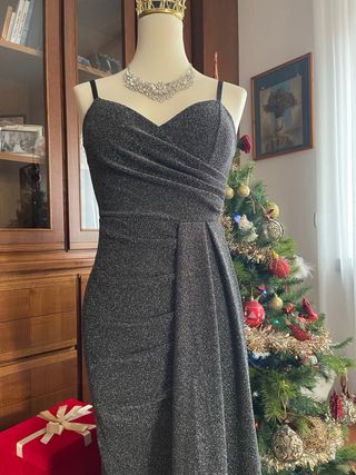 Abito lungo lurex argento