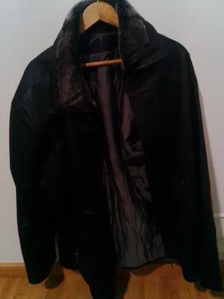 Chaquetón de Piel Negro Talla XL