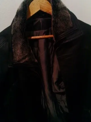 Chaquetón de Piel Negro Talla XL