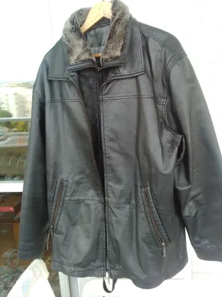 OCASION Chaquetón piel cerdo para caballero  Negro