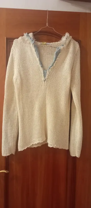 Jersey blanco de punto fino