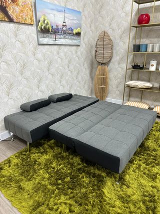 Sofá Cama Gris Plegable